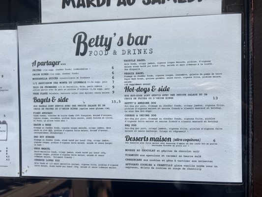 Menu photo 2 Betty's Bar Lyon, 69