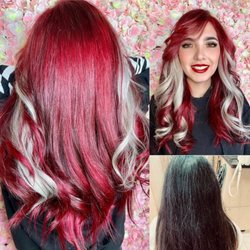 Romy Salon & Spa - Fantasy Red Hair & White strands of hair Transformation