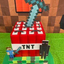 Minecraft Cake with paper characters and sword! Minecraft Cake with paper characters and sword!