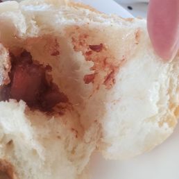 Literally the only meat in the whole mini bun... all I've eaten is bread Literally the only meat in the whole mini bun... all I've eaten is bread
