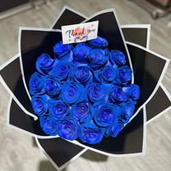 Blooming Boutique - -24 blue rose bouquet