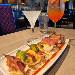 Bacon Deviled Eggs, Martini, and Very Pineberry
