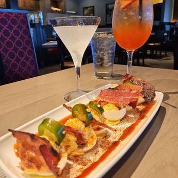 Firebirds Wood Fired Grill - Bacon Deviled Eggs, Martini, and Very Pineberry - Seafood Near Me - Annapolis, Maryland
