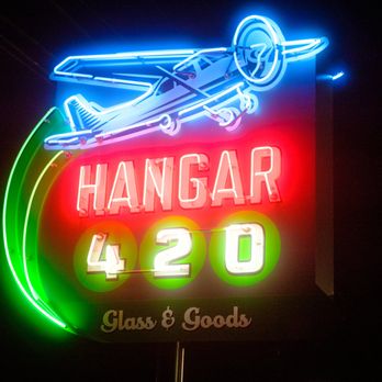 Hangar 420 - Snohomish - neon sign, pole-mounted, outside - Cannabis Dispensaries Near Me - Snohomish, Washington Hangar 420 - Snohomish - neon sign, pole-mounted, outside - Cannabis Dispensaries Near Me - Snohomish, Washington