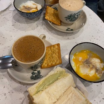 Kopitiam - White coffee, Teh Tarik, Kaya toast and runny eggs. Part of a balance Malay breakfast. - Malaysian Near Me - New York, New York