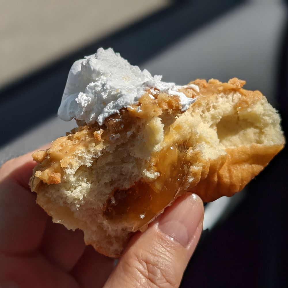 Tim Hortons - Cross-section of my apple pie dream donut. A bit skimpy on the filling. - Bakeries Near Me - Concord, Ontario