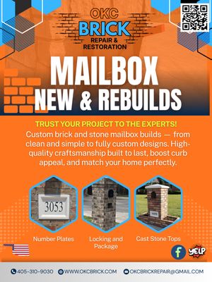 Mailbox New and Rebuilds - Brick mailboxes are one of the first things people notice when approaching a home, making them both a functional structure and an important part of a property’s curb appeal. Over time, however, mailboxes can become damaged from weather exposure, vehicle impacts, foundation movement, deteriorating mortar joints, or poor original construction. Whether repairing an existing structure or building a completely new custom mailbox, professional masonry work helps ensure long-lasting durability, structural stability, and a clean finished appearance.
Mailbox repair often involves correcting cracked mortar joints, loose or broken brick, leaning structures, separated sections, or impact damage caused by vehicles or lawn equipment. In many cases, moisture intrusion and Oklahoma’s freeze-thaw cycles slowly weaken the mortar and allow movement within the structure. Left untreated, small cracks and loose joints can eventually lead to major structural failure or collapse.
Professional mailbox repair begins by evaluating the condition of the structure to determine the extent of the damage and identify the underlying cause. Damaged mortar joints are carefully removed and replaced through tuckpointing to restore stability and prevent water intrusion. Broken or displaced bricks are reset or replaced while matching the existing brickwork as closely as possible. If the mailbox has shifted or settled, rebuilding portions of the structure may be necessary to restore proper alignment and strength.
One of the most important parts of masonry mailbox repair is blending the repairs naturally into the original structure. Proper mortar matching, brick selection, joint tooling, and layout patterns help ensure the finished repair does not look patched or mismatched. A professionally repaired mailbox should appear clean, solid, and consistent with the surrounding masonry.
In situations where the mailbox is severely damaged, leaning, collapsing, or beyond practical repair, demolition and complete rebuild services may be the best solution. Full mailbox rebuilds allow homeowners to upgrade the appearance of the structure while ensuring it is built correctly from the ground up using durable masonry techniques and materials.
Custom brick mailbox construction offers homeowners the ability to create a structure that complements the style and appearance of the home itself. New mailboxes can be built using brick, stone, block, or a combination of materials to create anything from traditional residential styles to larger decorative masonry features with address numbers, lighting, parcel compartments, decorative caps, or custom designs.
The process for new mailbox construction begins with proper footing and foundation preparation to ensure long-term stability. A strong base is critical because poorly supported mailboxes often shift, crack, or lean over time. Once the foundation is established, the masonry structure is carefully laid and constructed with attention to detail, alignment, drainage, and overall appearance.
Professionally built masonry mailboxes are designed to withstand harsh weather conditions, daily use, and long-term exposure while maintaining their appearance and structural integrity for years to come. In addition to improving curb appeal, a well-built mailbox can increase property value and create a more finished, attractive entrance to the home.
At OKC Brick Repair, we specialize in masonry mailbox repair, restoration, demolition, and custom rebuild services throughout Oklahoma City and surrounding areas. Whether repairing cracked mortar joints, rebuilding vehicle-damaged mailboxes, or constructing brand-new custom masonry mailboxes from the ground up, we focus on providing durable craftsmanship, clean finishes, and results that blend beautifully with the property. Mailbox New and Rebuilds - Brick mailboxes are one of the first things people notice when approaching a home, making them both a functional structure and an important part of a property’s curb appeal. Over time, however, mailboxes can become damaged from weather exposure, vehicle impacts, foundation movement, deteriorating mortar joints, or poor original construction. Whether repairing an existing structure or building a completely new custom mailbox, professional masonry work helps ensure long-lasting durability, structural stability, and a clean finished appearance.
Mailbox repair often involves correcting cracked mortar joints, loose or broken brick, leaning structures, separated sections, or impact damage caused by vehicles or lawn equipment. In many cases, moisture intrusion and Oklahoma’s freeze-thaw cycles slowly weaken the mortar and allow movement within the structure. Left untreated, small cracks and loose joints can eventually lead to major structural failure or collapse.
Professional mailbox repair begins by evaluating the condition of the structure to determine the extent of the damage and identify the underlying cause. Damaged mortar joints are carefully removed and replaced through tuckpointing to restore stability and prevent water intrusion. Broken or displaced bricks are reset or replaced while matching the existing brickwork as closely as possible. If the mailbox has shifted or settled, rebuilding portions of the structure may be necessary to restore proper alignment and strength.
One of the most important parts of masonry mailbox repair is blending the repairs naturally into the original structure. Proper mortar matching, brick selection, joint tooling, and layout patterns help ensure the finished repair does not look patched or mismatched. A professionally repaired mailbox should appear clean, solid, and consistent with the surrounding masonry.
In situations where the mailbox is severely damaged, leaning, collapsing, or beyond practical repair, demolition and complete rebuild services may be the best solution. Full mailbox rebuilds allow homeowners to upgrade the appearance of the structure while ensuring it is built correctly from the ground up using durable masonry techniques and materials.
Custom brick mailbox construction offers homeowners the ability to create a structure that complements the style and appearance of the home itself. New mailboxes can be built using brick, stone, block, or a combination of materials to create anything from traditional residential styles to larger decorative masonry features with address numbers, lighting, parcel compartments, decorative caps, or custom designs.
The process for new mailbox construction begins with proper footing and foundation preparation to ensure long-term stability. A strong base is critical because poorly supported mailboxes often shift, crack, or lean over time. Once the foundation is established, the masonry structure is carefully laid and constructed with attention to detail, alignment, drainage, and overall appearance.
Professionally built masonry mailboxes are designed to withstand harsh weather conditions, daily use, and long-term exposure while maintaining their appearance and structural integrity for years to come. In addition to improving curb appeal, a well-built mailbox can increase property value and create a more finished, attractive entrance to the home.
At OKC Brick Repair, we specialize in masonry mailbox repair, restoration, demolition, and custom rebuild services throughout Oklahoma City and surrounding areas. Whether repairing cracked mortar joints, rebuilding vehicle-damaged mailboxes, or constructing brand-new custom masonry mailboxes from the ground up, we focus on providing durable craftsmanship, clean finishes, and results that blend beautifully with the property.