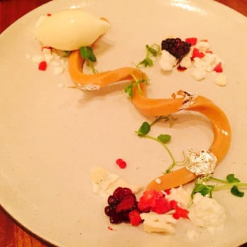 Aquavit - Dulcey Ganache (Blonde Chocolate, Basil Sorbet, Blackberry) - Scandinavian Near Me - New York, New York