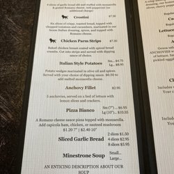 Angelo's Italian Restaurant - Menu as of April 2024