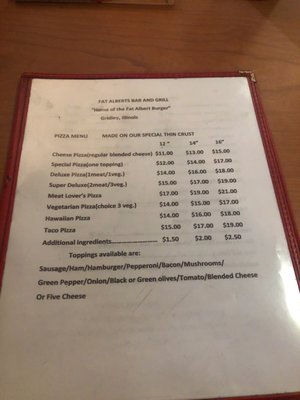Menu photo 1 Fat Albert's Gridley, IL