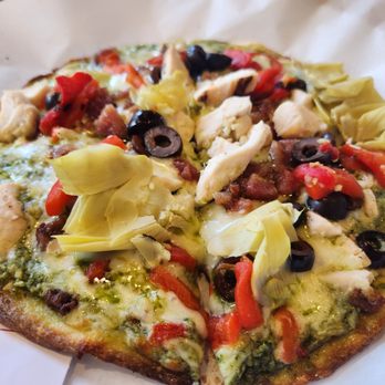 MOD Pizza - Tristan with chicken, bacon, spinach, artichoke hearts - Fast Food Near Me - Vallejo, California MOD Pizza - Tristan with chicken, bacon, spinach, artichoke hearts - Fast Food Near Me - Vallejo, California