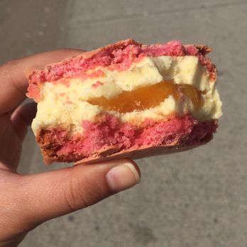 Beta5 Chocolates - The peach melba ice cream sandwich. Macarons and prach middle with vanilla ice cream. Least favorite item-a tad too sweet. - Chocolatiers & Shops Near Me - Vancouver, British Columbia