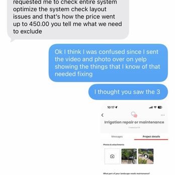 Sprinkler Repair - Conversation with company - Irrigation Near Me - Los Angeles , California