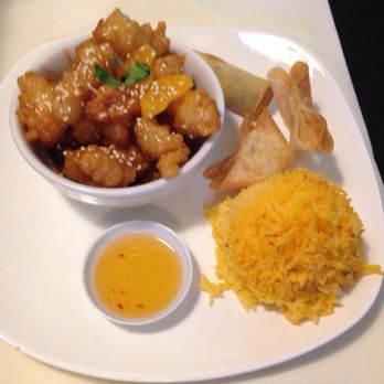 Om Thai Cuisine - Dinner special orange chicken with the suffron rice - Thai Near Me - Oak View, California Om Thai Cuisine - Dinner special orange chicken with the suffron rice - Thai Near Me - Oak View, California