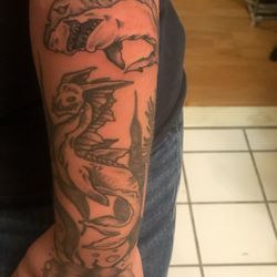 Anchored In Flesh - Partially complete ocean sleeve, done by Mike.