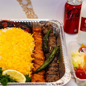 Shamshiri Restaurant - Mixed Koobideh ($18.99). Comes with Garden Salad and a Pop in a can, and Doogh ($8.99) - Persian/Iranian Near Me - Toronto, Ontario Shamshiri Restaurant - Mixed Koobideh ($18.99). Comes with Garden Salad and a Pop in a can, and Doogh ($8.99) - Persian/Iranian Near Me - Toronto, Ontario