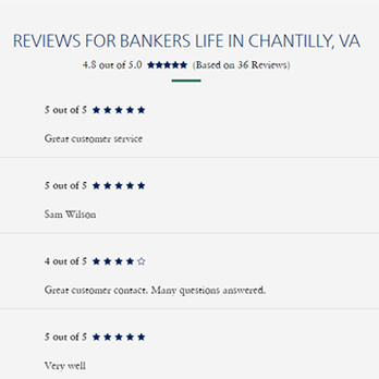 Bankers Life - Actual Reviews from Verified/Actual Clients from our website - Life Insurance Near Me - Chantilly, Virginia