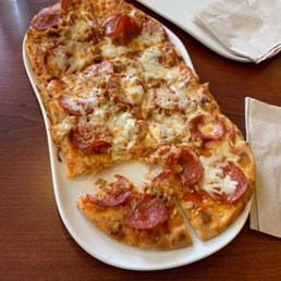 Pepperoni and Sausage flatbread pizza