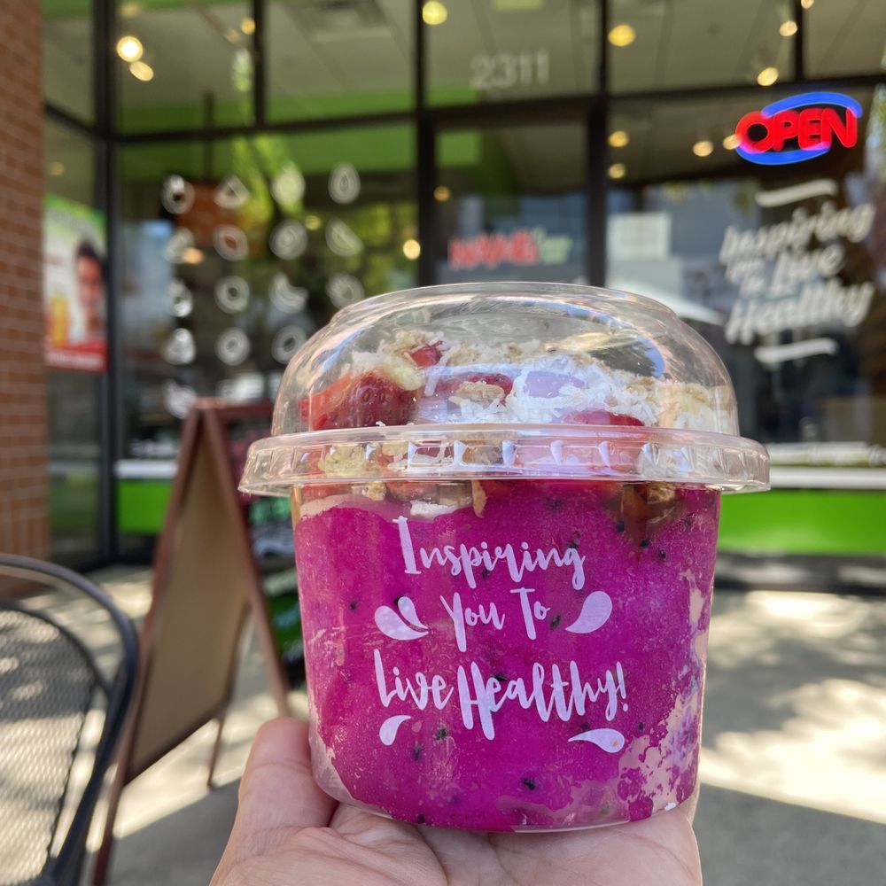 Pitaya bowl with an "add shot" of almond butter Pitaya bowl with an "add shot" of almond butter