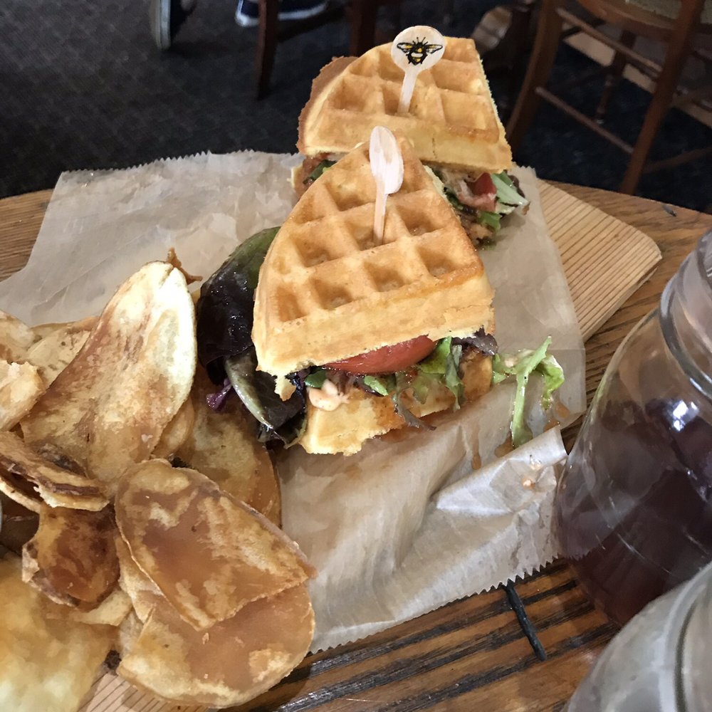 Small Batch At The Cupola - Chicken and waffle sandwich...... - Breakfast & Brunch Near Me - Harbor Springs, Michigan Small Batch At The Cupola - Chicken and waffle sandwich...... - Breakfast & Brunch Near Me - Harbor Springs, Michigan