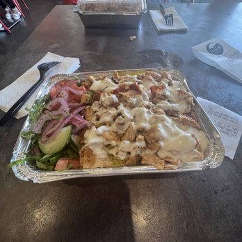 Halal Bros - Chicken Shawarma over Rice - Mediterranean Near Me - Austin, Texas