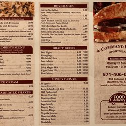 Command Post Sports Bar - New Menu