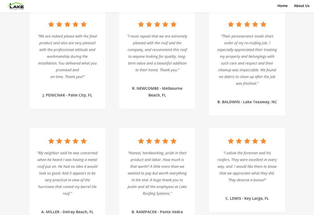 Slide of Lake Roofing Systems