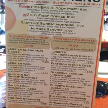 FishBar - Brunch menu as of Feb 2016 they also have fried lobster and waffles which isn't on this page - Seafood Near Me - Manhattan Beach, California