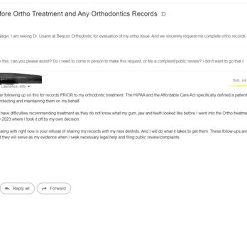 Atlantis Dental - My email requesting my records. Atlantis dental did not respond. - Orthodontists Near Me - Framingham, Massachusetts