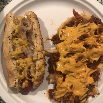 Skoogies - Kraut and onion dog with mustard and seasoned fries with chili and cheese sauce - Hot Dogs Near Me - Mount Pleasant, South Carolina