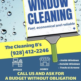 The Cleaning B's - Yes, we do windows!
Give us a buzz and let's get your windows crystal clear! - Home Cleaning Near Me - Lake Havasu City, Arizona The Cleaning B's - Yes, we do windows!
Give us a buzz and let's get your windows crystal clear! - Home Cleaning Near Me - Lake Havasu City, Arizona