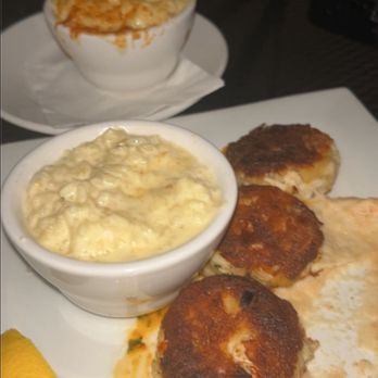 Oscar's - Crab cake, Gouda macaroni & garlic risotto - American Near Me - Summerville, South Carolina Oscar's - Crab cake, Gouda macaroni & garlic risotto - American Near Me - Summerville, South Carolina