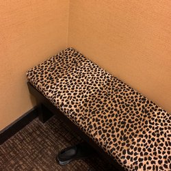Chic bench in dressing room.