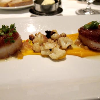 Gary Danko - Seared Sea Scallops with Butternut Squash Purée, Apples, Caramelized Cauliflower and Tarragon - New American Near Me - San Francisco, California