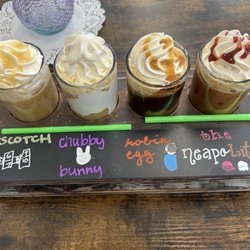 2540 Coffee House - Coffee flight of: Hopscotch, Chubby Bunny, Robin Egg, and Neapolitan.