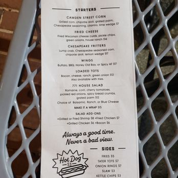 SECTION 771 - a menu for a restaurant - Sports Bars Near Me - Baltimore, Maryland