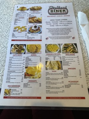 Menu photo 3 Highland Diner Highland, IL