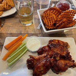 Cherry habanero wings and sweet potato fries Cherry habanero wings and sweet potato fries