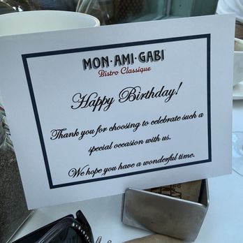 Mon Ami Gabi - Birthday card - French Near Me - Las Vegas, Nevada Mon Ami Gabi - Birthday card - French Near Me - Las Vegas, Nevada
