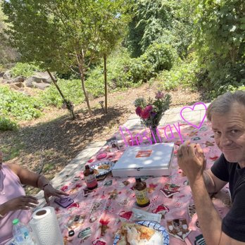 Pizzabilities - Memorial picnic at our daughter's memory tree with one of our Pizzabilities 16" meat lovers pizzas with added meatballs, in the box. - Pizza Near Me - Santee, California