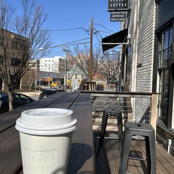 Grace Street Coffee - Latte in the patio next door - Coffee & Tea Near Me - Bethesda, Maryland Grace Street Coffee - Latte in the patio next door - Coffee & Tea Near Me - Bethesda, Maryland