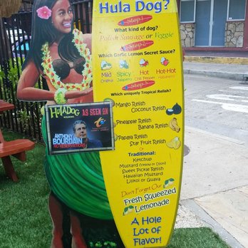 Hula Dog - Instructions on how to order + Anthony Bourdain's face - Hot Dogs Near Me - Honolulu, Hawaii