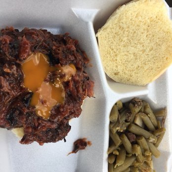 BBQ Shak - Pulled pork sandwich with green beans, - Barbeque Near Me - Columbus, Ohio