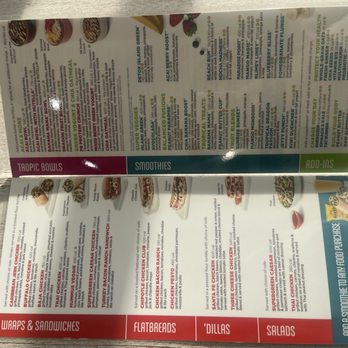 Tropical Smoothie Cafe - Inside the menu....drink and food options! - Wraps Near Me - Cypress, Texas Tropical Smoothie Cafe - Inside the menu....drink and food options! - Wraps Near Me - Cypress, Texas
