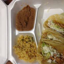 El Gordo Taqueria - 3 taco meal with refried beans & rice $5! What a deal