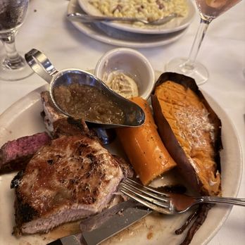 Bob's Steak & Chop House - Pork chop, apple sauce, carrot and sweet pot. - Steakhouses Near Me - Grapevine, Texas Bob's Steak & Chop House - Pork chop, apple sauce, carrot and sweet pot. - Steakhouses Near Me - Grapevine, Texas