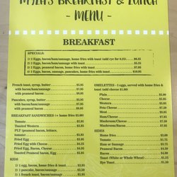 Myla’s Breakfast & Lunch - Breakfast Menu