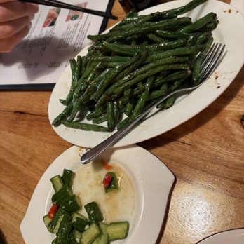 Hot Dumplings - Cucumber salad and green beans. - Dim Sum Near Me - Lake Forest, California