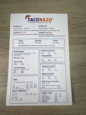 Menu photo 1 Taco Nazo South El Monte, CA