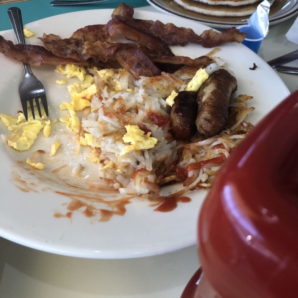 Spring House Restaurant - Greasy hash browns side of bacon that we did not order but where charged $5 for and didn't eat. The sausage was if you like black pepper. - New American Near Me - Hesperia, California Spring House Restaurant - Greasy hash browns side of bacon that we did not order but where charged $5 for and didn't eat. The sausage was if you like black pepper. - New American Near Me - Hesperia, California
